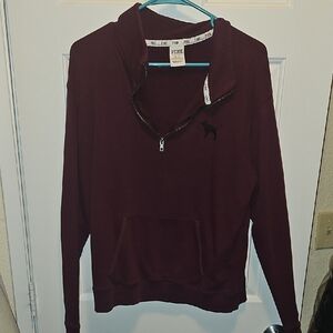 Maroon PINK By Victoria's Secret Crew Quarter Zip Sweatshirt